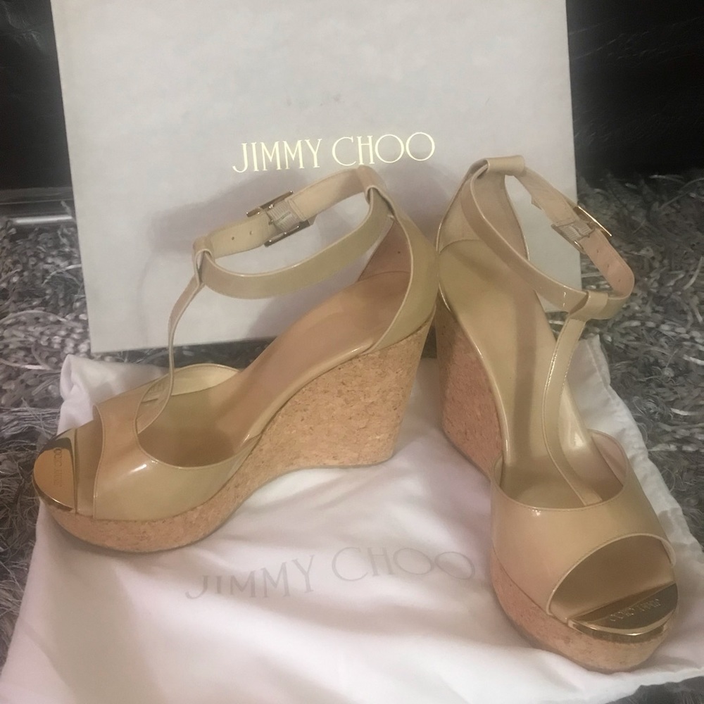 Jimmy Choo T strap Wedge Sandals - Picture 3 of 8